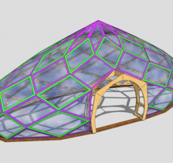 创意紫色玻璃日光温室SU模型下载_sketchup草图大师SKP模型