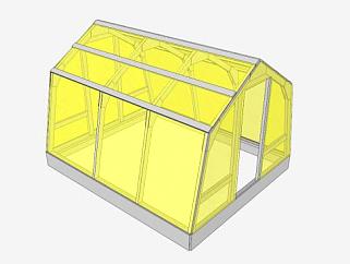 创意黄色玻璃温室蔬菜阳光房SU模型下载_sketchup草图大师SKP模型