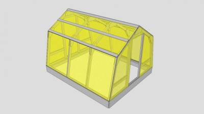 创意黄色玻璃温室蔬菜阳光房SU模型下载_sketchup草图大师SKP模型