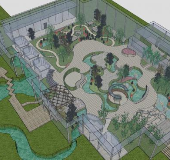 现代别墅花园阳光房大棚SU模型下载_sketchup草图大师SKP模型