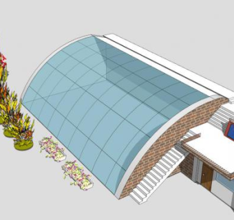 现代花园阳光房大棚SU模型下载_sketchup草图大师SKP模型