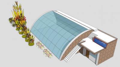 现代花园阳光房大棚SU模型下载_sketchup草图大师SKP模型