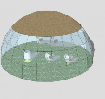 半圆形养殖业玻璃大棚SU模型下载_sketchup草图大师SKP模型