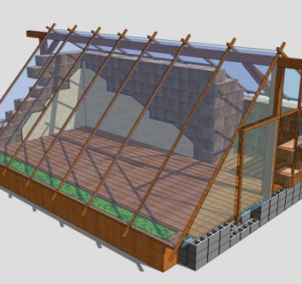 乡村风格农业木质玻璃阳光房SU模型下载_sketchup草图大师SKP模型