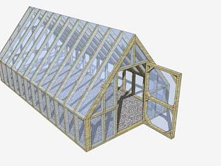 玻璃温室大棚SU模型下载_sketchup草图大师SKP模型