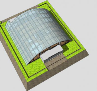 田园玻璃日光温室大棚SU模型下载_sketchup草图大师SKP模型