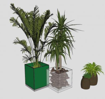室内景观盆景盆栽植物SU模型下载_sketchup草图大师SKP模型