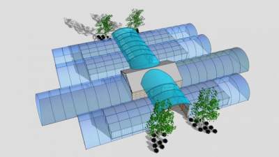 农业蔬菜大棚植物园SU模型下载_sketchup草图大师SKP模型