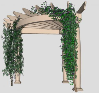 紫藤爬藤蔓藤植物三角花架SU模型下载_sketchup草图大师SKP模型