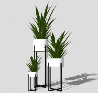 室内花架盆栽植物SU模型下载_sketchup草图大师SKP模型