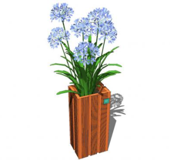 木质花盆盆景植物SU模型下载_sketchup草图大师SKP模型