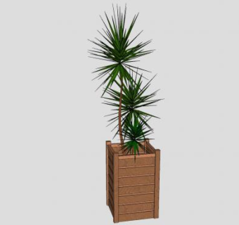 小小植物木花盆SU模型下载_sketchup草图大师SKP模型