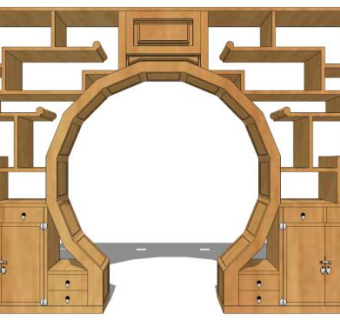 博古架多宝格过道SU模型下载_sketchup草图大师SKP模型