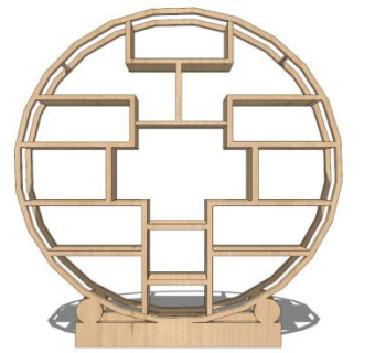 博古架圆形多宝格SU模型下载_sketchup草图大师SKP模型