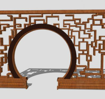 过道博古架多宝格SU模型下载_sketchup草图大师SKP模型