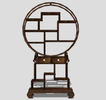 好看博古架多宝格SU模型下载_sketchup草图大师SKP模型