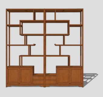 简单博古架多宝格SU模型下载_sketchup草图大师SKP模型