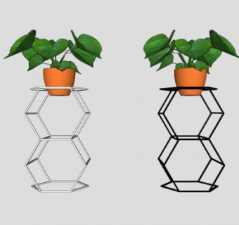 创意花架盆栽摆件SU模型下载_sketchup草图大师SKP模型