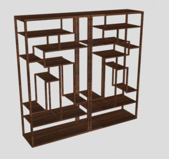 空的博古架多宝格SU模型下载_sketchup草图大师SKP模型