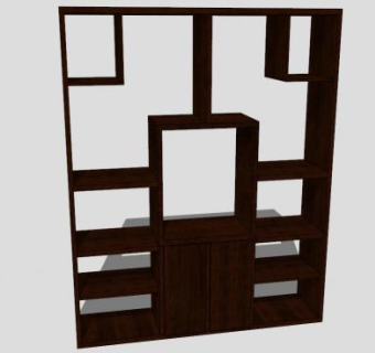 深色博古架多宝格SU模型下载_sketchup草图大师SKP模型