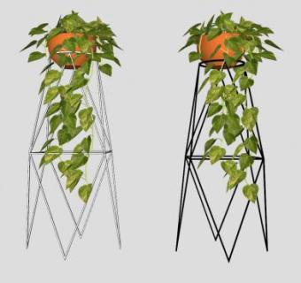 铁艺花架盆栽SU模型下载_sketchup草图大师SKP模型