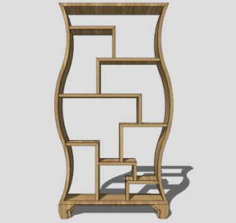 弯曲博古架多宝格SU模型下载_sketchup草图大师SKP模型