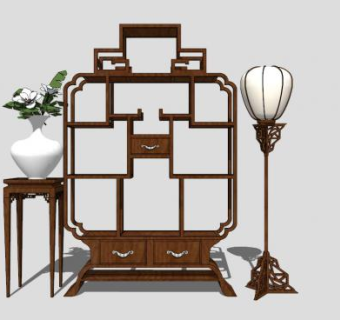 小型博古架多宝格SU模型下载_sketchup草图大师SKP模型