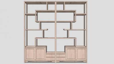 新中式博古架多宝格SU模型下载_sketchup草图大师SKP模型