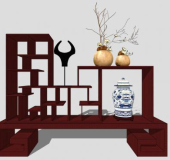 中式多宝格SU模型下载_sketchup草图大师SKP模型