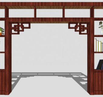 装饰博古架多宝格SU模型下载_sketchup草图大师SKP模型