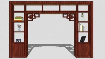 装饰博古架多宝格SU模型下载_sketchup草图大师SKP模型