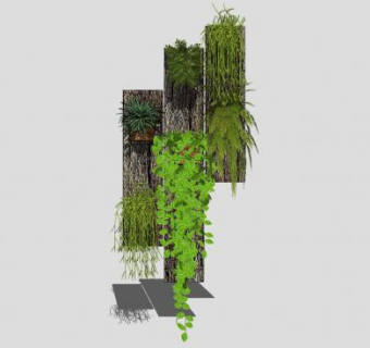 绿墙花架装饰墙SU模型下载_sketchup草图大师SKP模型