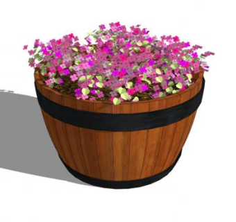木质花盆SU模型下载_sketchup草图大师SKP模型