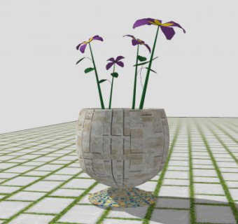陶瓦花盆盆景植物SU模型下载_sketchup草图大师SKP模型