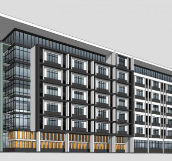 医院大楼外观建筑设计SU模型下载_sketchup草图大师SKP模型