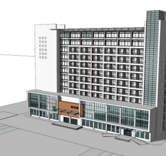 医院外观方案建筑设计SU模型下载_sketchup草图大师SKP模型