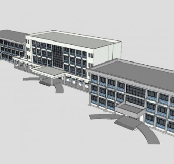 医院外观建筑设计SU模型下载_sketchup草图大师SKP模型