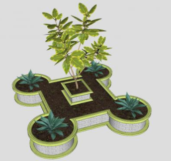 漂亮的植物花箱SU模型下载_sketchup草图大师SKP模型