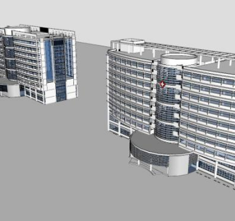 医院外观建筑设计合集SU模型下载_sketchup草图大师SKP模型