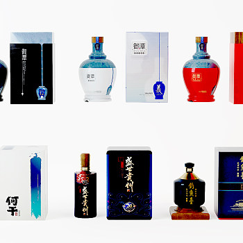 新中式白酒，酒瓶子3d模型下载