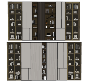 现代陈列柜书柜su草图模型下载