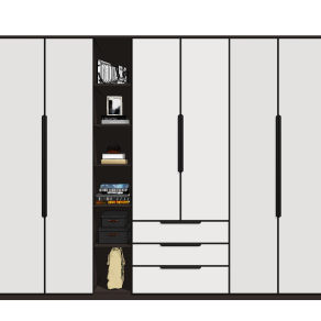 现代平开门衣柜su草图模型下载