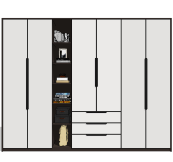 现代平开门衣柜su草图模型下载