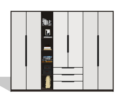 现代平开门衣柜su草图模型下载