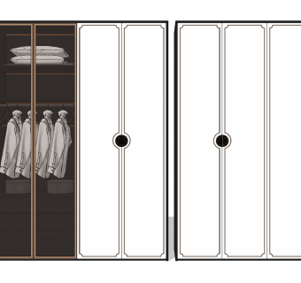 新中式平开门衣柜su草图模型下载