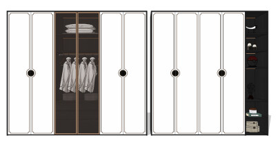 新中式平开门衣柜su草图模型下载