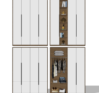 北欧多功能衣柜su草图模型下载