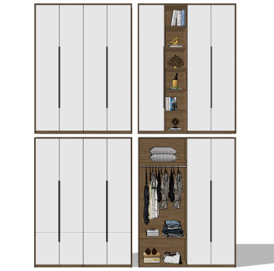 北欧多功能衣柜su草图模型下载