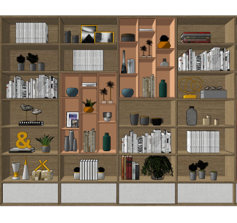 北欧装饰柜，书柜su草图模型下载