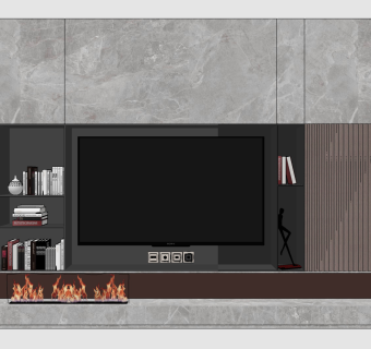 现代大理石电视背景墙su草图模型下载